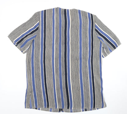 Windsmoor Women's Blue Striped Button-Up Shirt Size 12