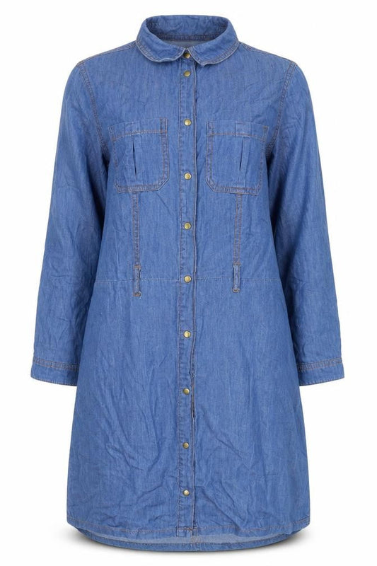 Dorothy Perkins Women's Blue Denim Shirt Dress Size 10