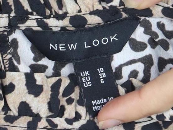 New Look Women's Beige Animal Print Dress Size 10