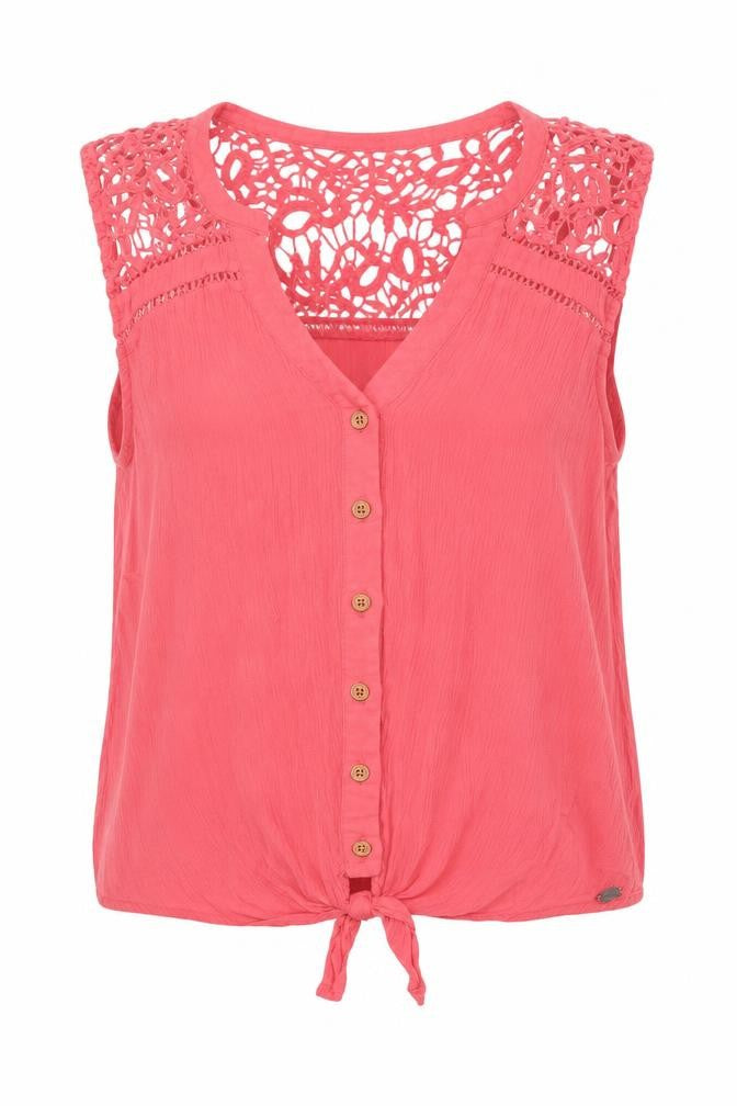 Superdry Women's Pink Crochet Crop Blouse XS