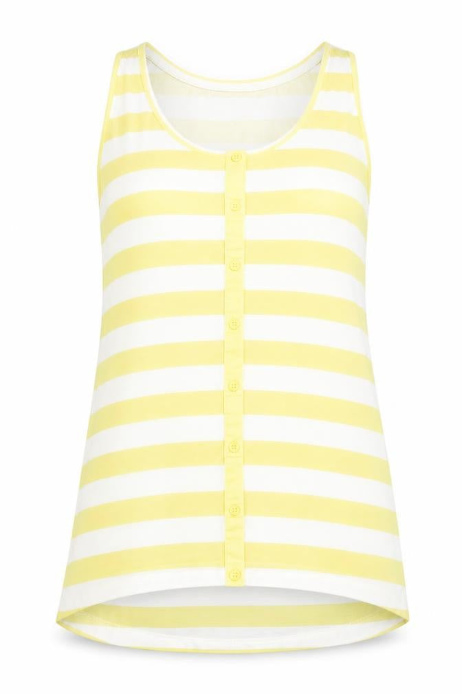 Jacqueline de Yong Women's Yellow Striped Tank, Small