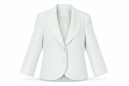 Front view of Alex & Co. Green Women's Blazer, size 12, Shawl Lapel