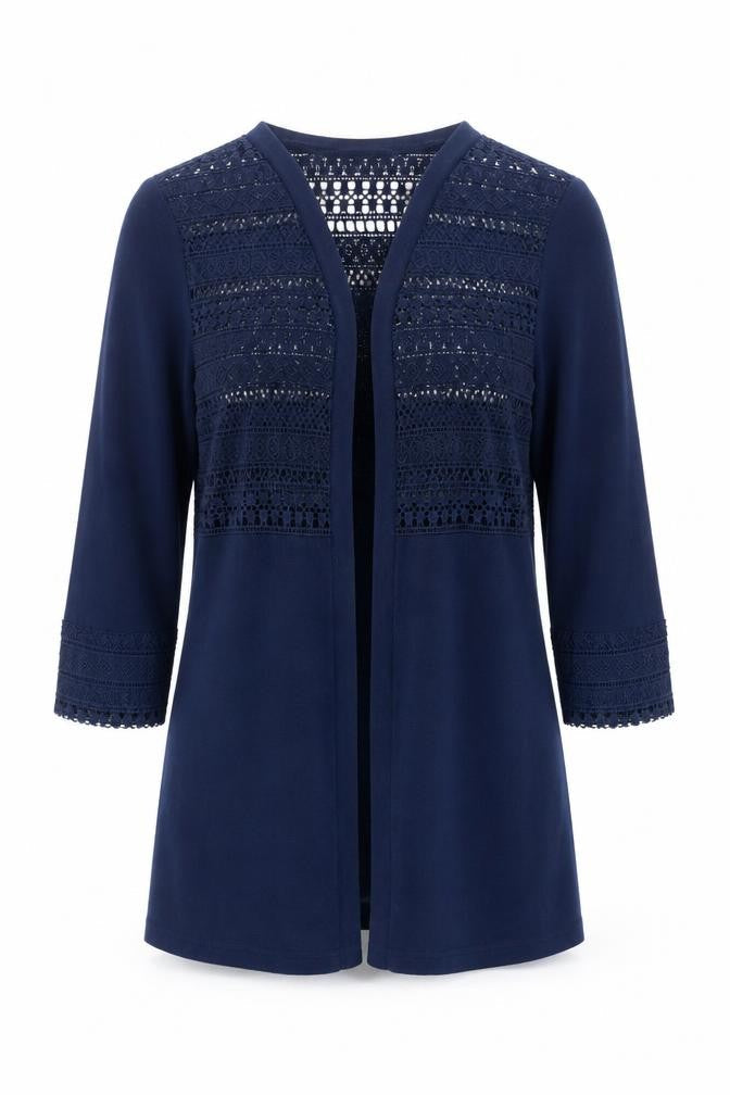 Bassini Women's Blue Open-Knit Cardigan, Size L