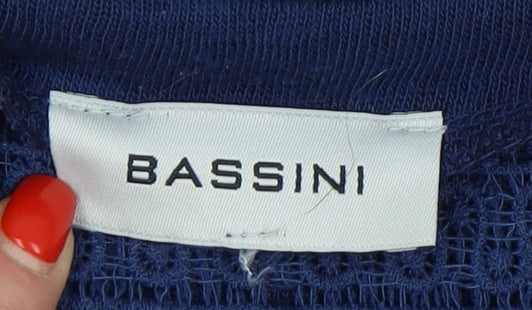 Bassini Women's Blue Open-Knit Cardigan, Size L