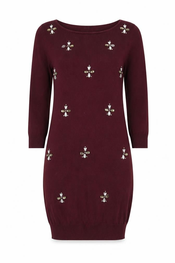 Next Women's Red Beaded Bodycon Dress Size 8