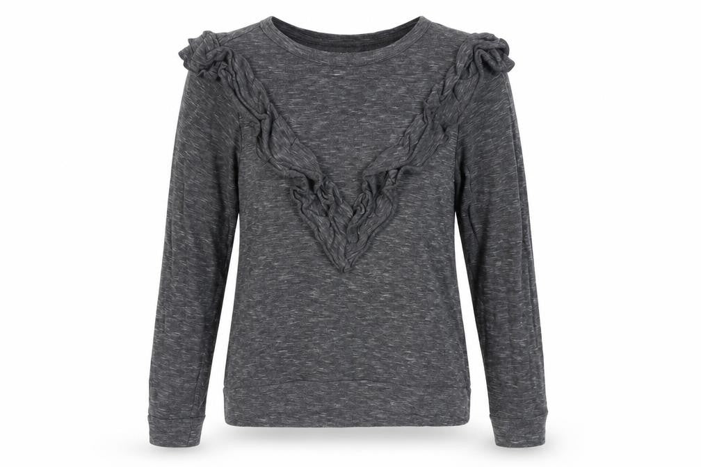 Marc New York Women's Grey Ruffle Knit Top - S