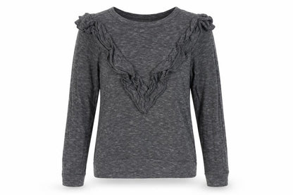 Marc New York Women's Grey Ruffle Knit Top - S
