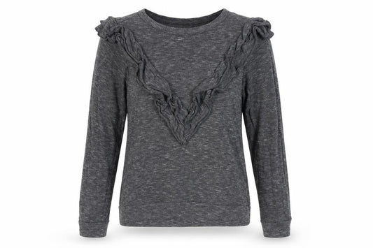 Marc New York Women's Grey Ruffle Knit Top - S