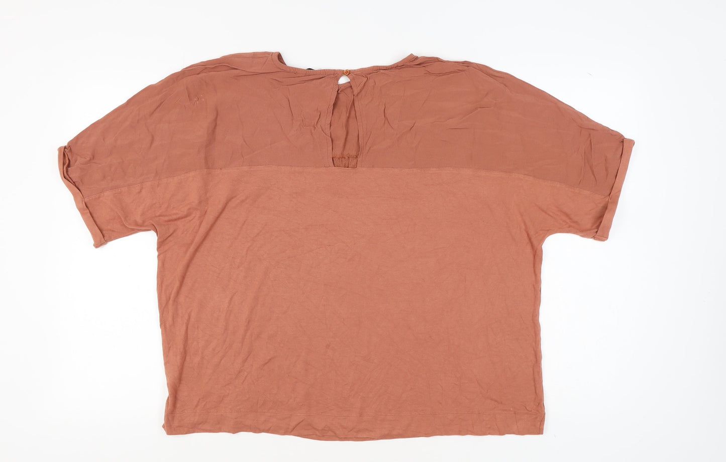Next Women's Brown Beaded Short Sleeve Top Size 18