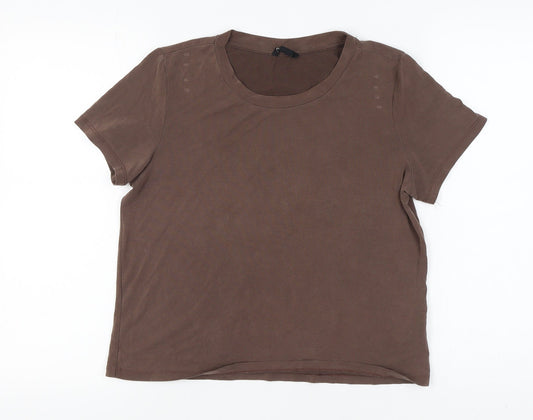 Monki Women's Brown T-Shirt, M, Basic Casual Style