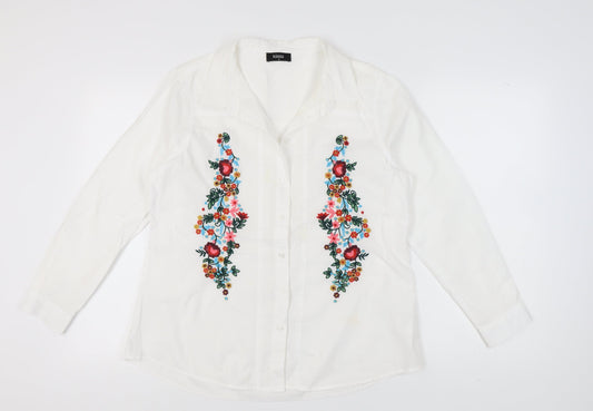 Klass Women's White Embroidered Button-Up Shirt