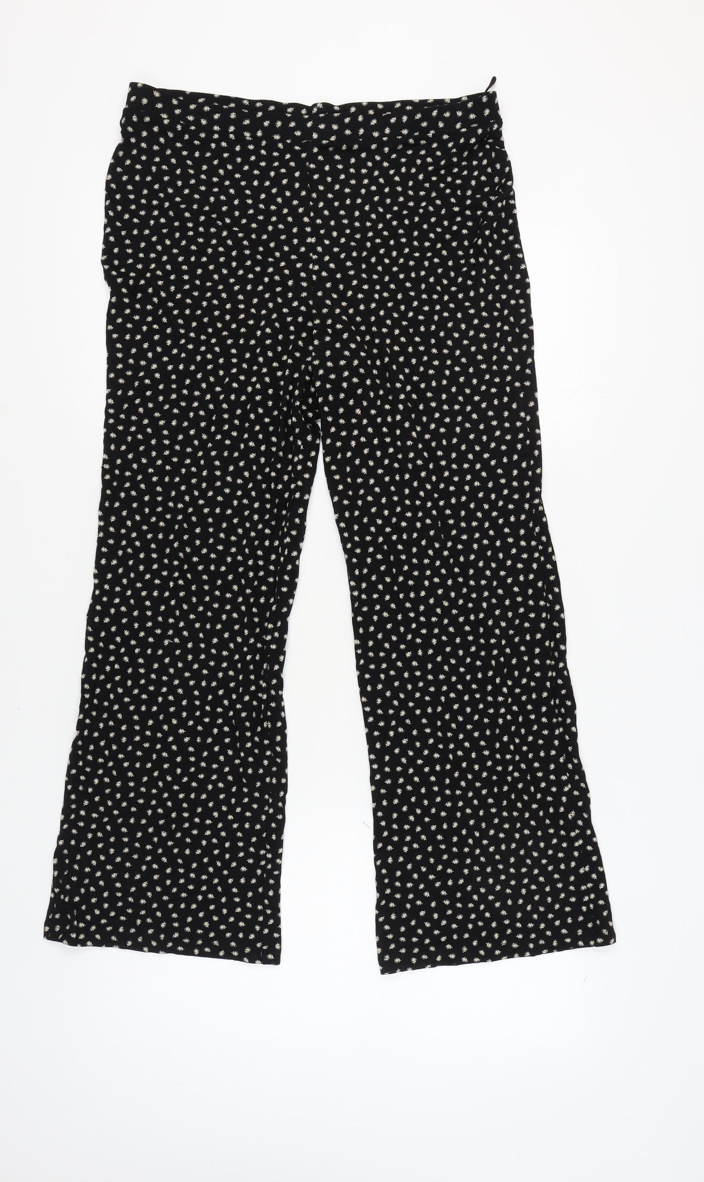Marks and Spencer Women's Black Floral Trousers Size 16