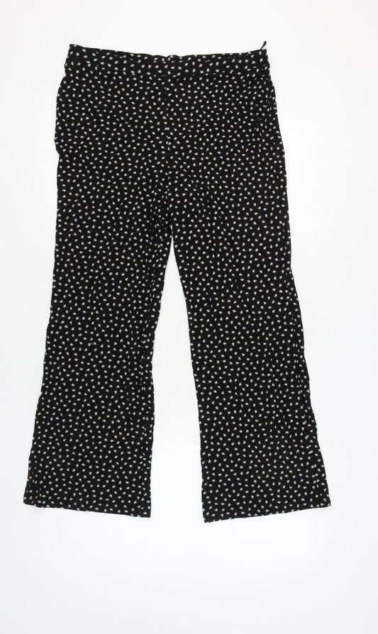 Marks and Spencer Women's Black Floral Trousers Size 16