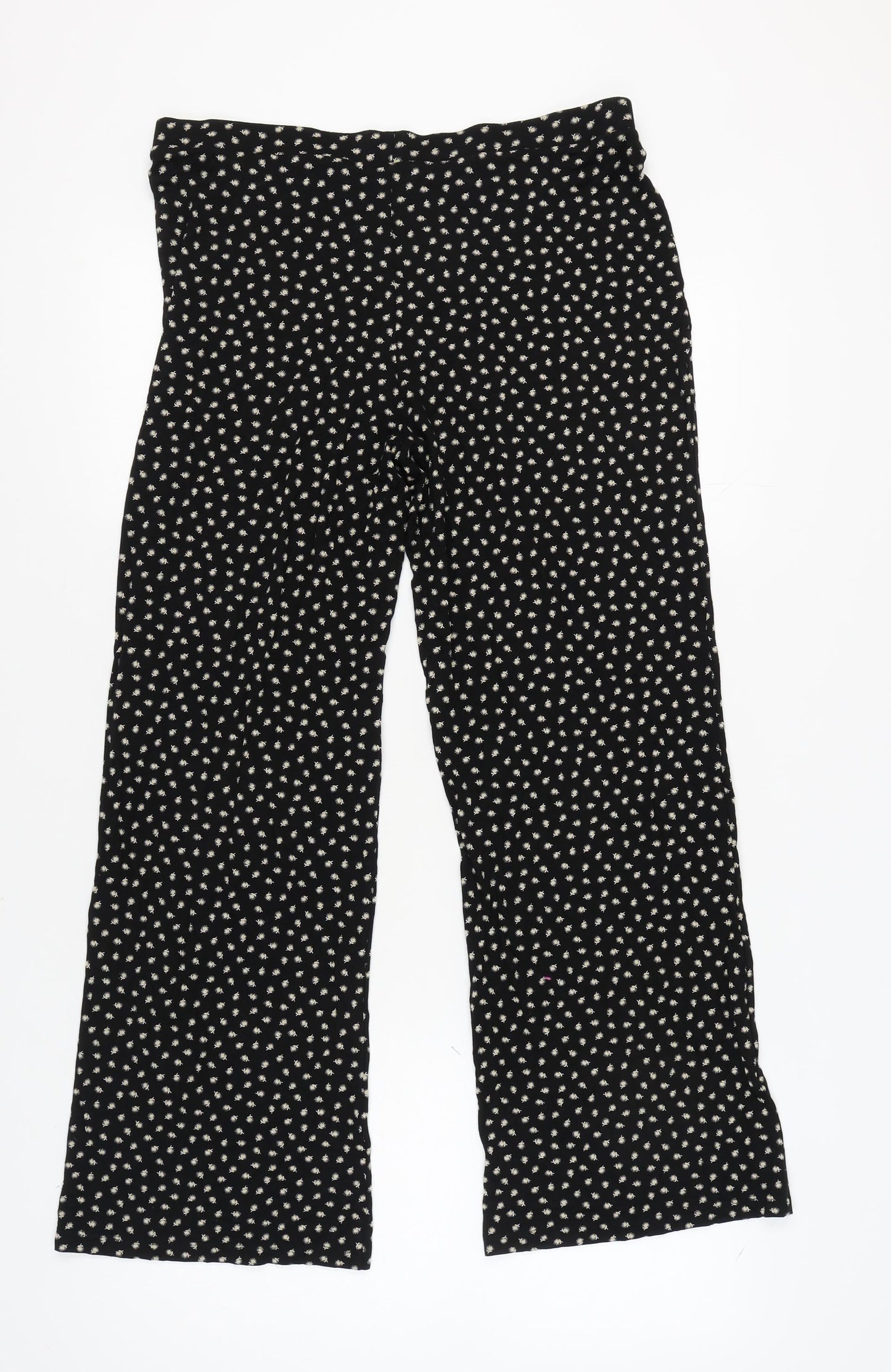 Marks and Spencer Women's Black Floral Trousers Size 16