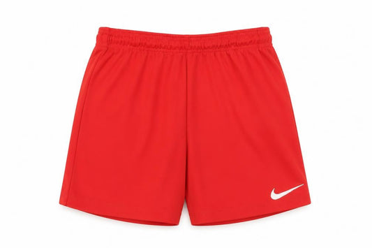 Front view of Nike boys’ red athletic shorts m
