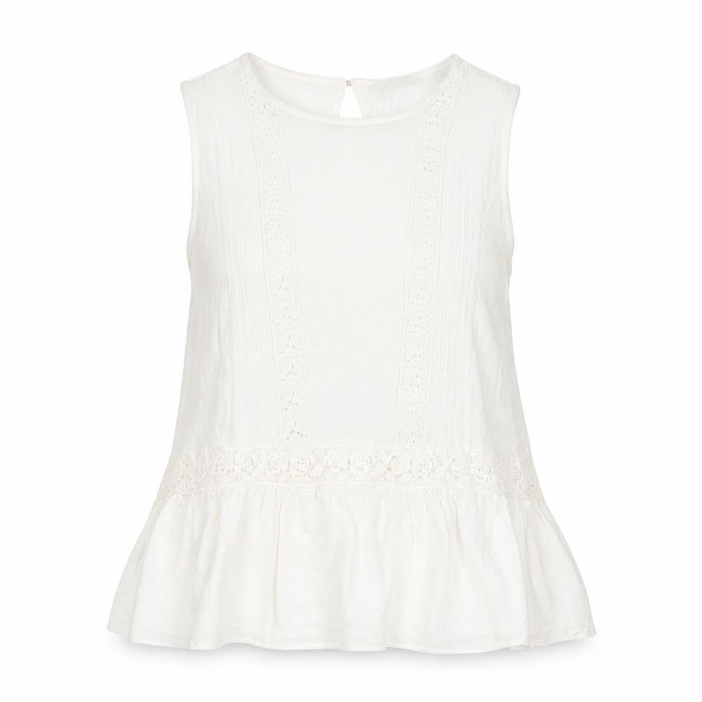 Jack Wills White Lace Accented Women's Blouse - UK 8