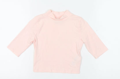 Additional front view of Abercrombie & Fitch Kids girls’ pink xl mock neck 3/4 sleeve top