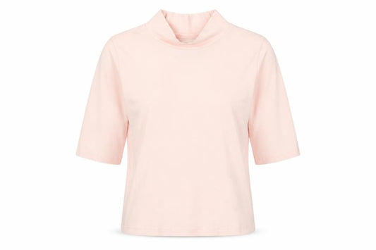 Front view of Abercrombie & Fitch Kids girls’ pink xl mock neck 3/4 sleeve top