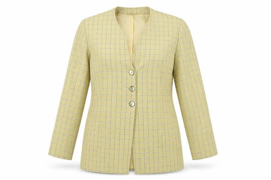 Jacques Vert Women's Yellow Blazer, Size 12, Check Pattern