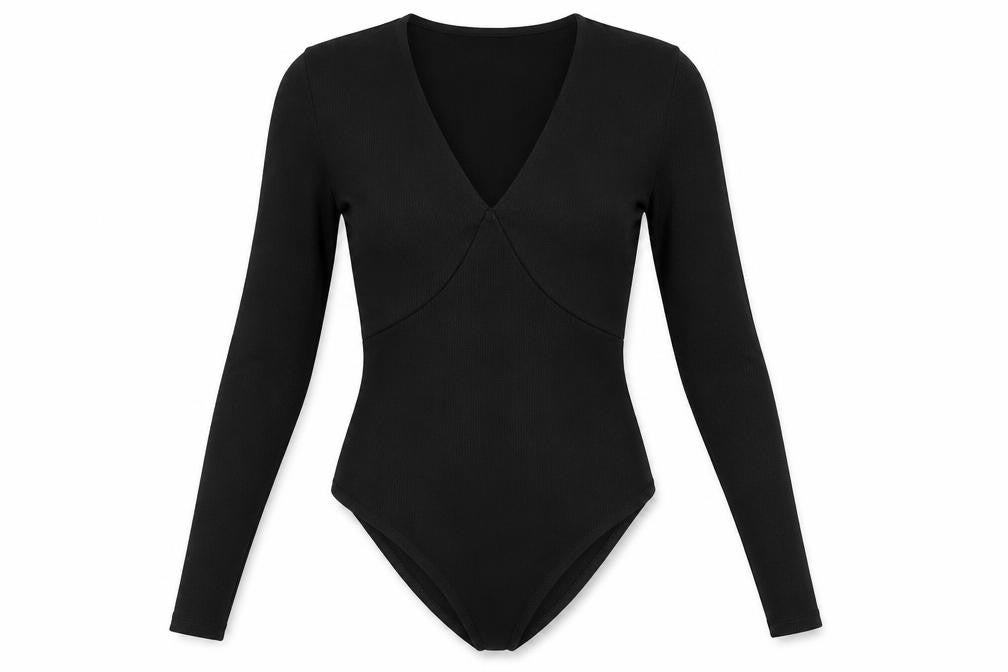 Firetrap Women's Black Bodysuit XS V-Neck Long Sleeve