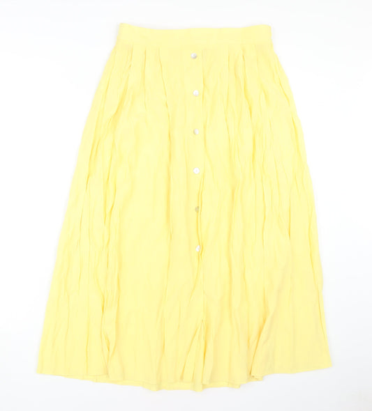 Roberto Celli Women's Yellow Pleated Long Skirt Size 14
