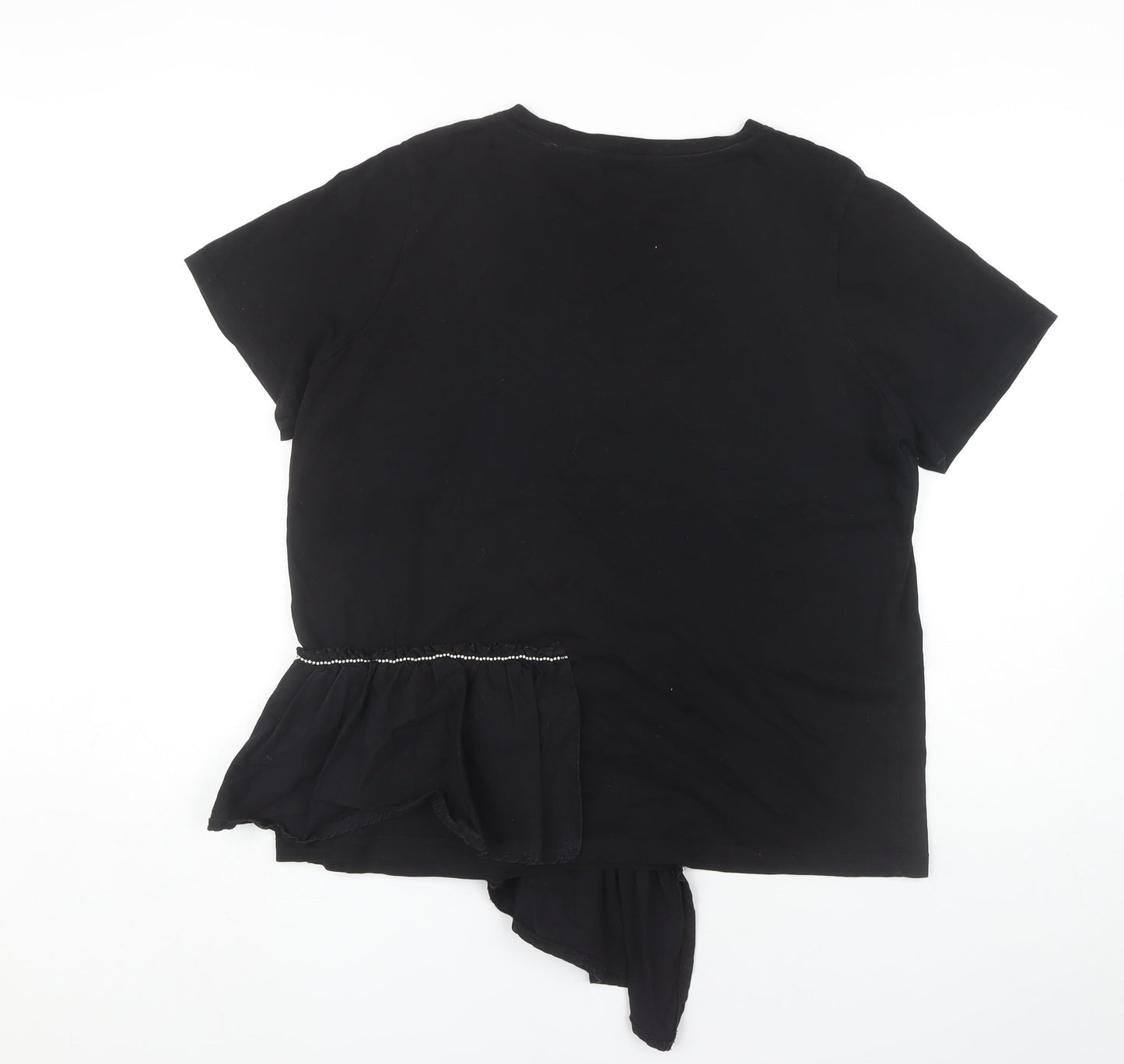 River Island Women's Black Ruffle T-Shirt, Size 16