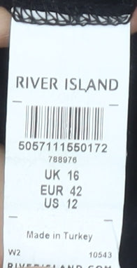 River Island Women's Black Ruffle T-Shirt, Size 16