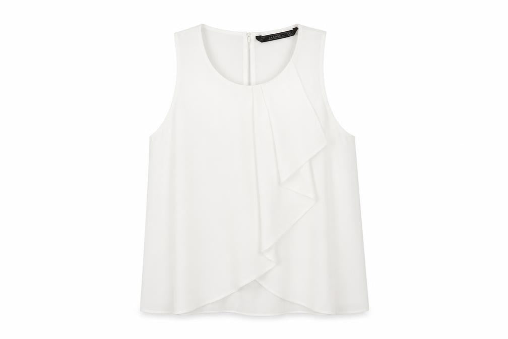 Zara Trafaluc Women's White Sleeveless Blouse, Size S