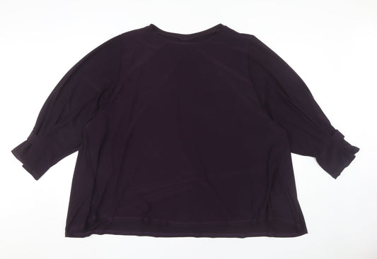 Roman Women's Plus Size Purple Balloon Sleeve Blouse