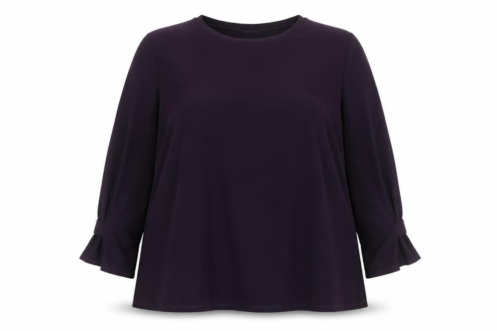 Roman Women's Plus Size Purple Balloon Sleeve Blouse