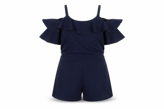 River Island Girls Blue Playsuit 11-12 Years Off the Shoulder