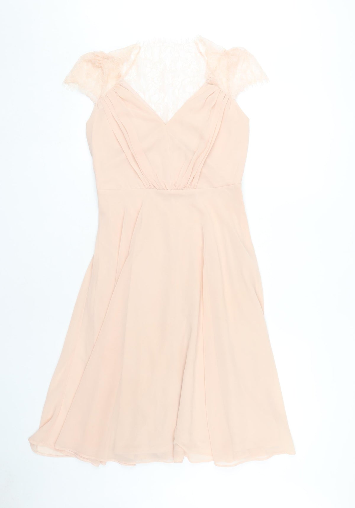 ASOS Women's Beige V-Neck Dress, Size 10, Lace Accent