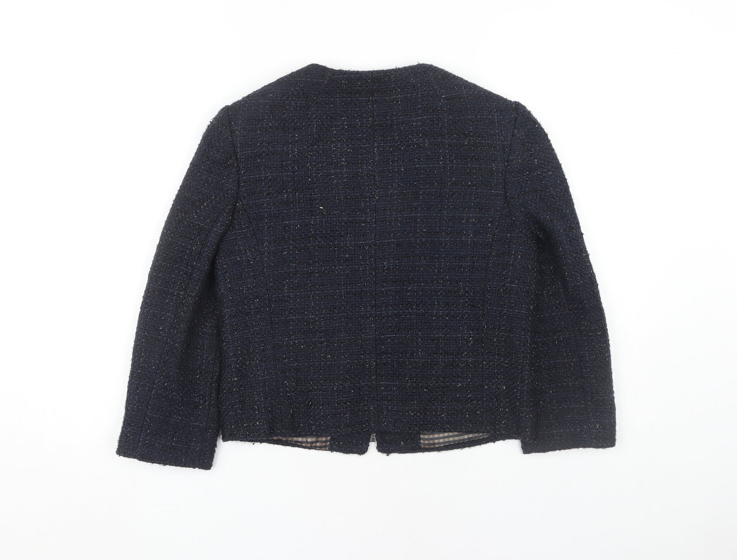 Next Women's Blue Tweed Jacket Zip Detail