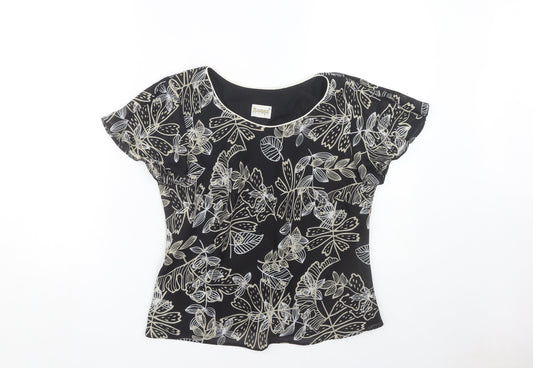 Roman Originals Floral Blouse Black Size 12 Women's Casual