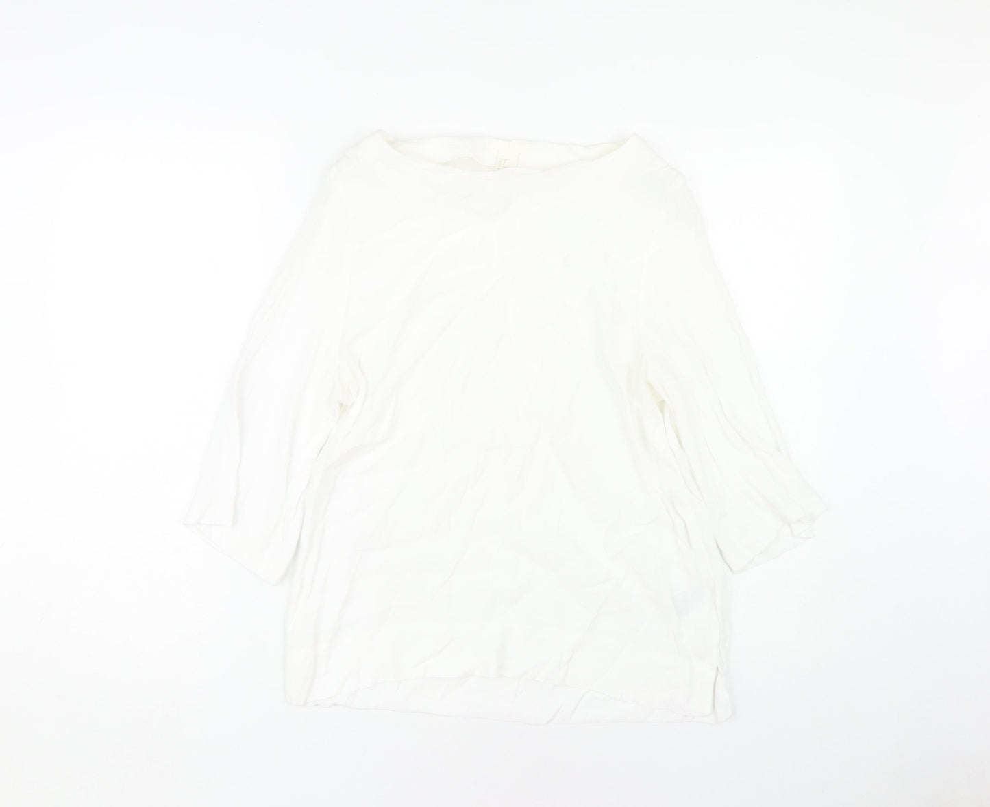 H&M Women's White 3/4 Sleeve Top, Size 10