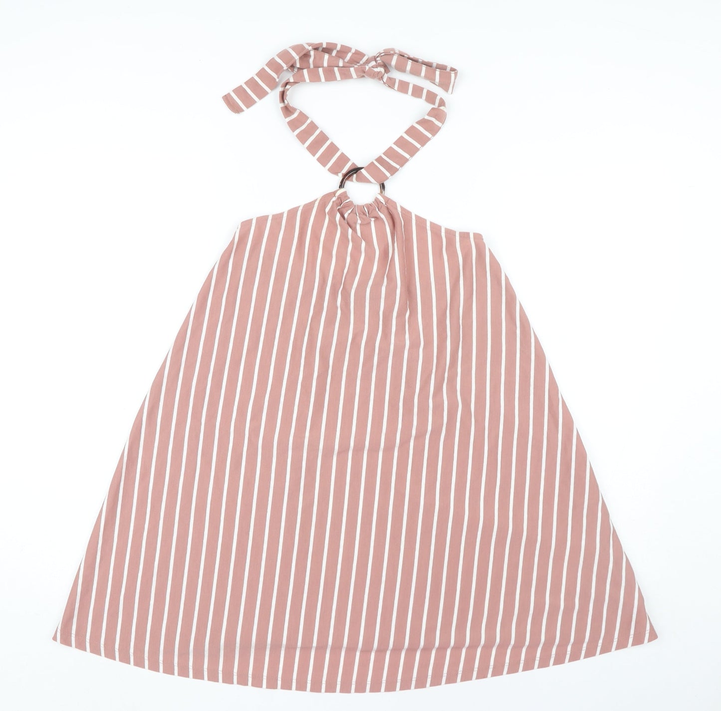 ASOS Women's Pink Striped Halter A-Line Dress Size 8