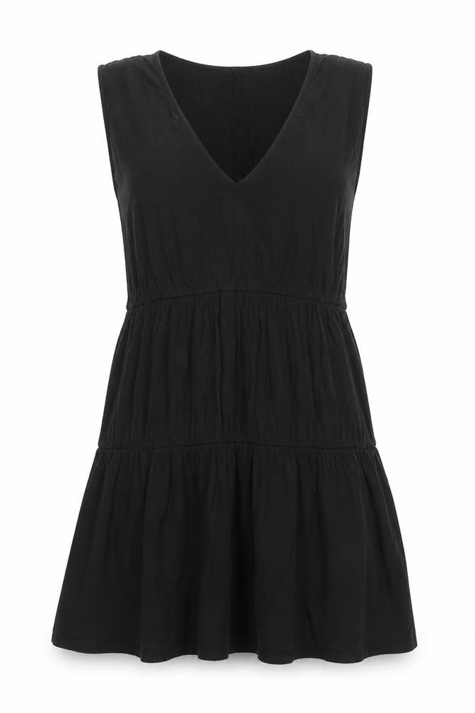 Zara Women Black Sleeveless V-Neck Dress XL