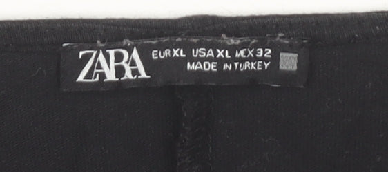 Zara Women Black Sleeveless V-Neck Dress XL