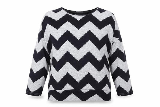 Apricot Women's Grey Chevron Pullover Jumper Size 12