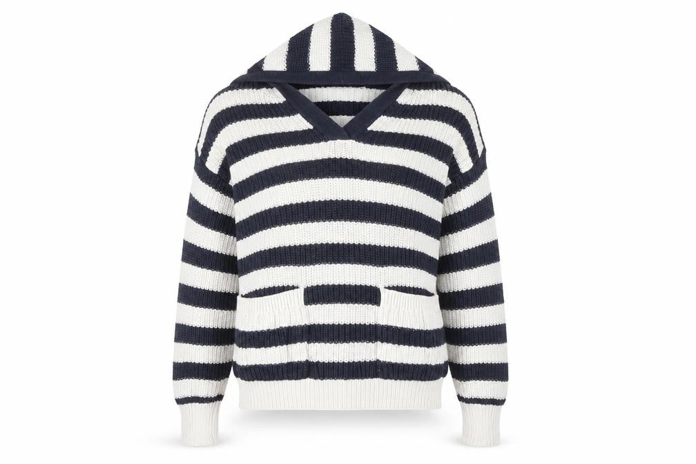 Zara Women's M Black Striped Hooded Pullover Jumper
