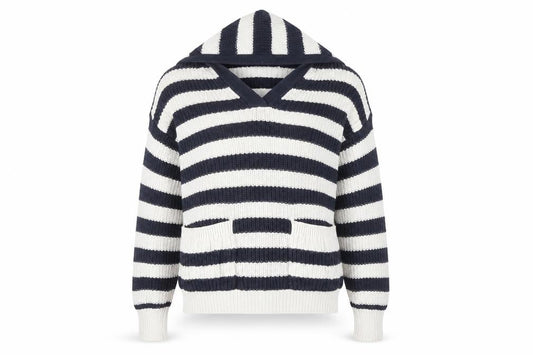Zara Women's M Black Striped Hooded Pullover Jumper