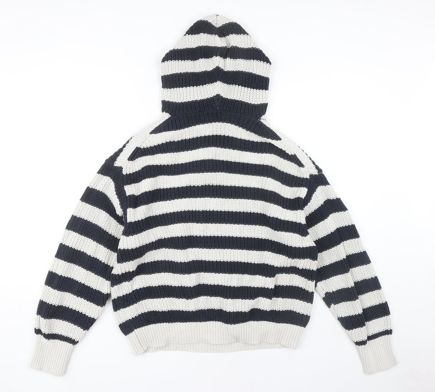Zara Women's M Black Striped Hooded Pullover Jumper