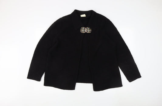 Eastex Women's Black Cardigan, Collared Wool Blend L