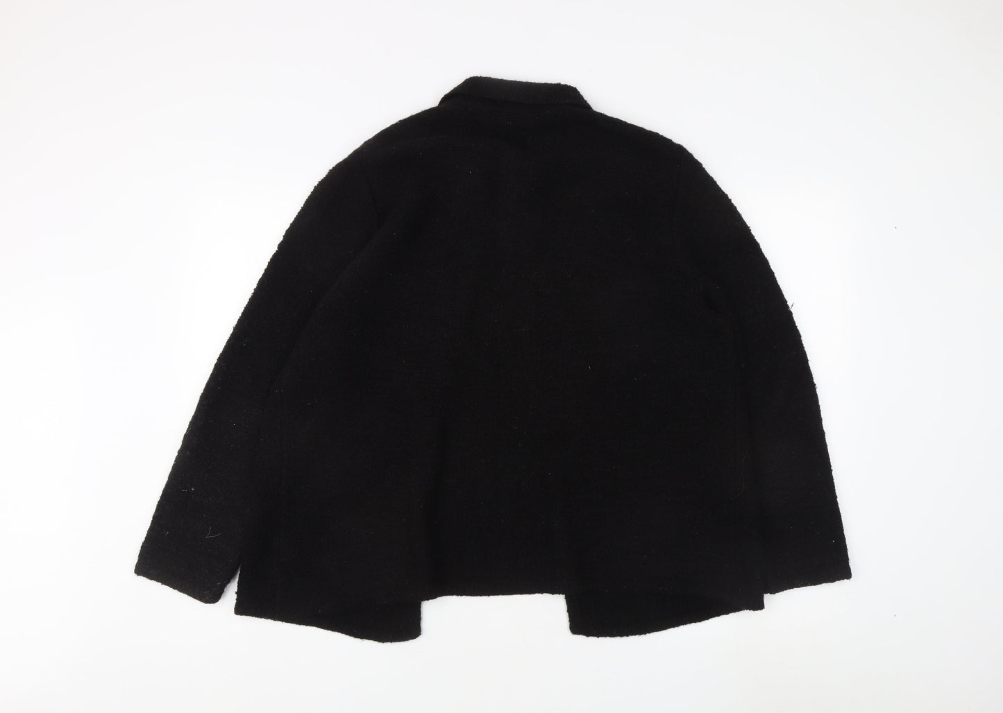 Eastex Women's Black Cardigan, Collared Wool Blend L