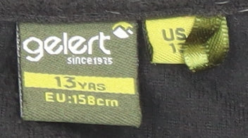 Brand and care label for Gelert boys’ black fleece pullover sweatshirt 11-12 yrs