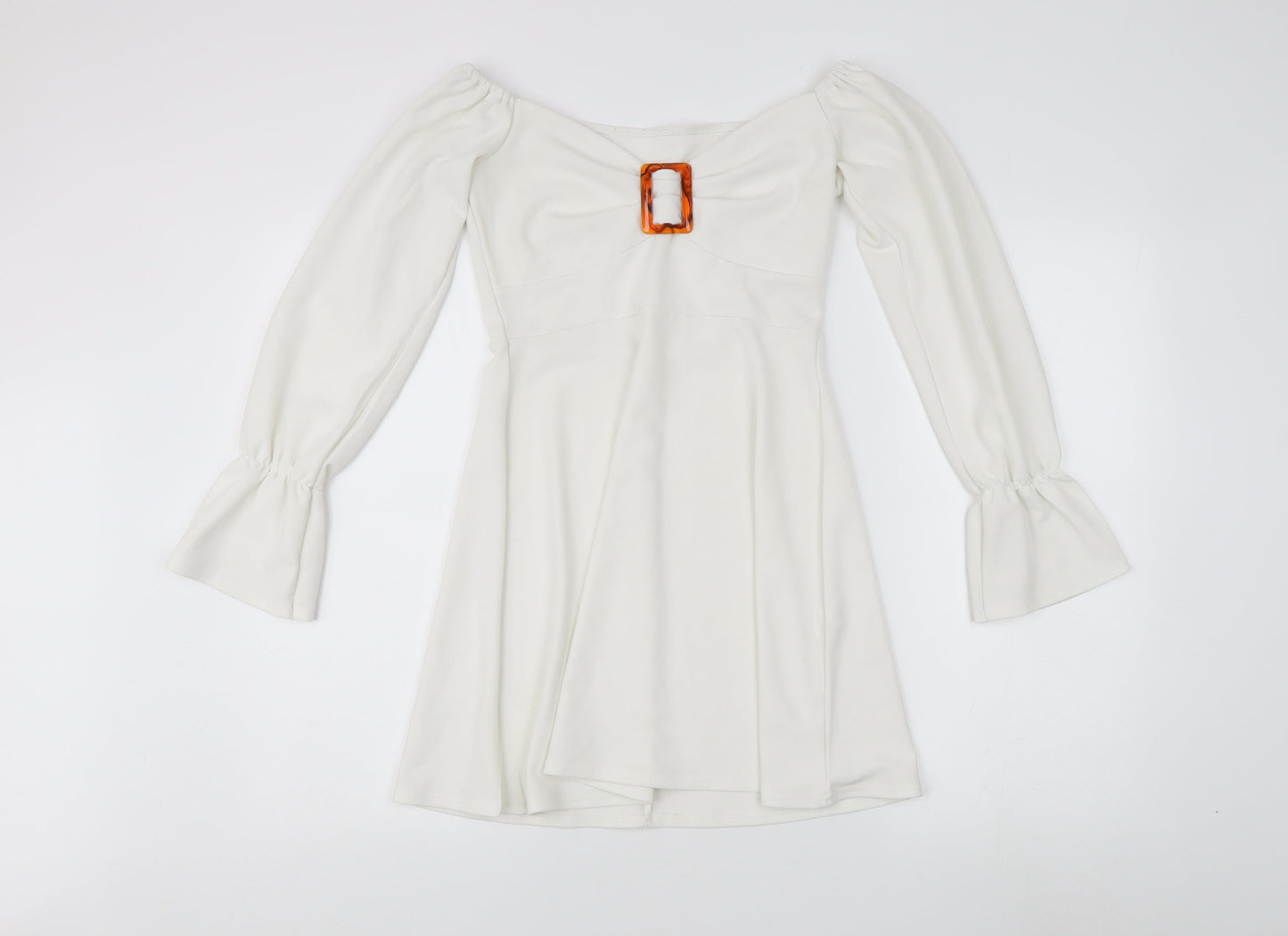 Boohoo White A-Line Dress - Size 10, Elegant Style