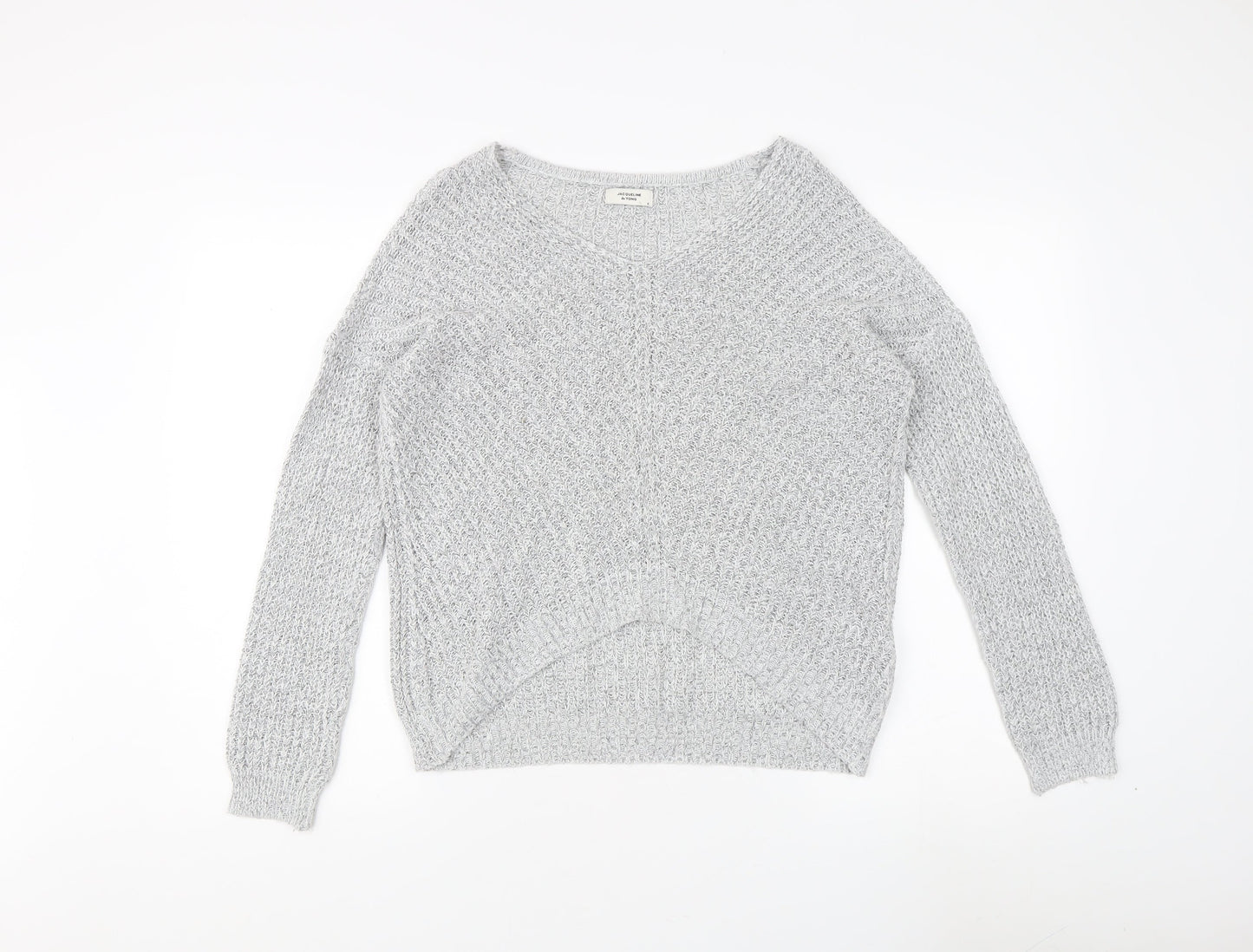 Jacqueline de Yong Women's Grey V-Neck Pullover Jumper S