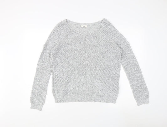 Jacqueline de Yong Women's Grey V-Neck Pullover Jumper S