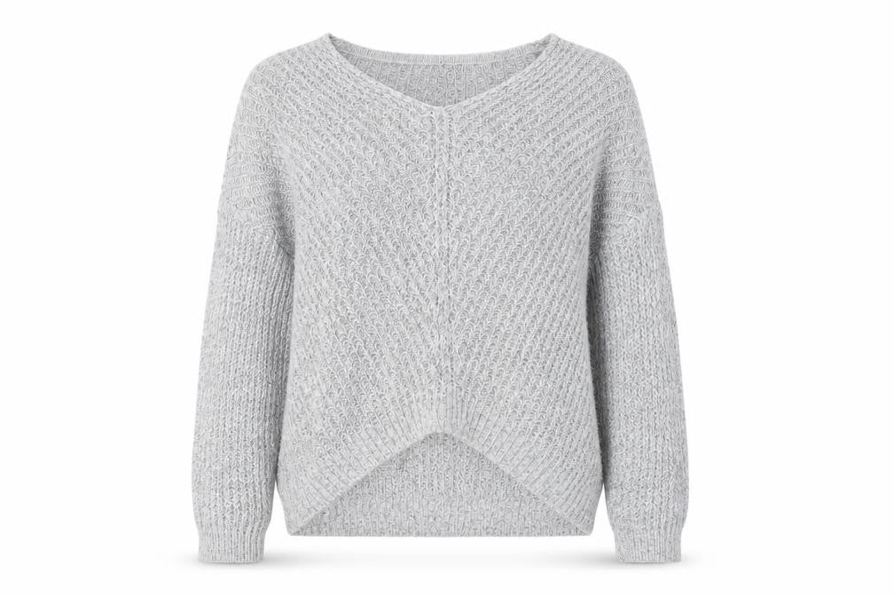 Jacqueline de Yong Women's Grey V-Neck Pullover Jumper S