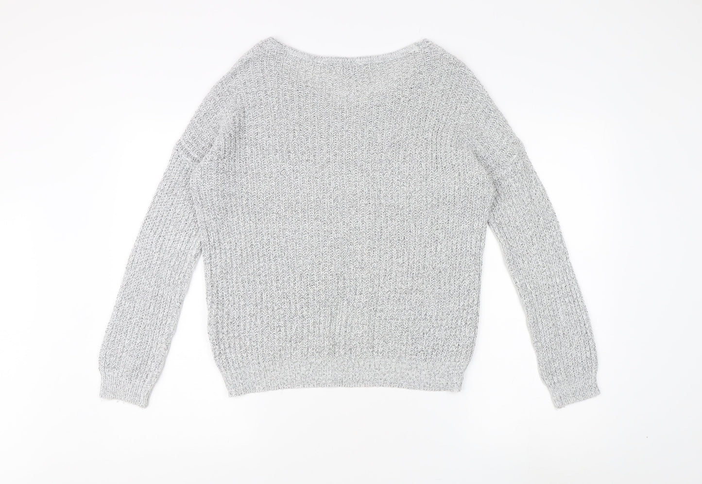 Jacqueline de Yong Women's Grey V-Neck Pullover Jumper S
